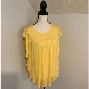 Lightweight Yellow Flutter Sleeve Women's Top